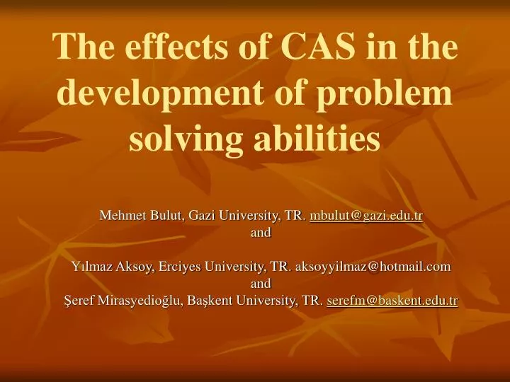 the effects of cas in the development of problem solving abilities