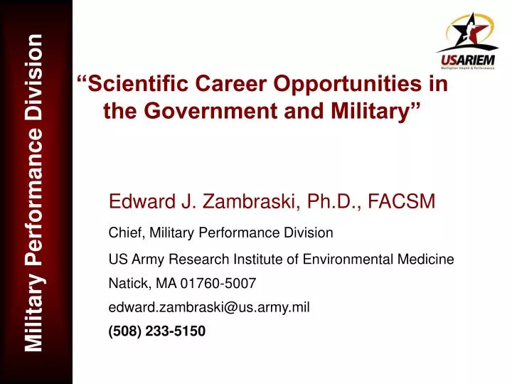 scientific career opportunities in the government and military