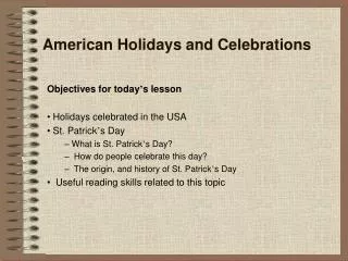 American Holidays and Celebrations