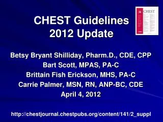 CHEST Guidelines 2012 Update
