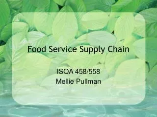Food Service Supply Chain