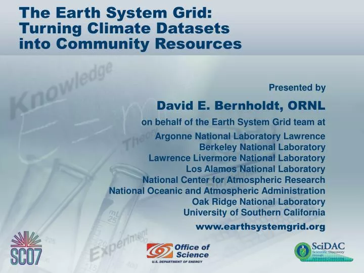 the earth system grid turning climate datasets into community resources