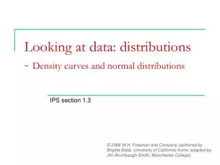 Looking at data: distributions - Density curves and normal distributions