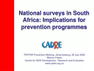 National surveys in South Africa: Implications for prevention programmes