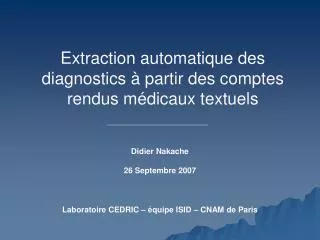 extraction automatique des diagnostics partir des comptes rendus m dicaux textuels