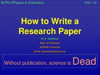 How to Write a Research Paper