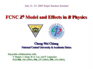FCNC Z 0 Model and Effects in B Physics