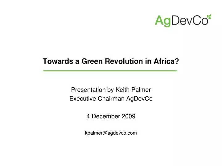 towards a green revolution in africa