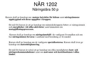 NÄR 1202 Näringslära 50 p