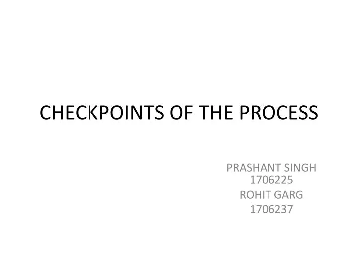 checkpoints of the process