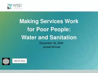 Making Services Work for Poor People: Water and Sanitation