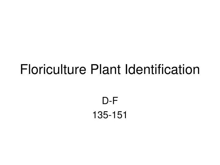 floriculture plant identification