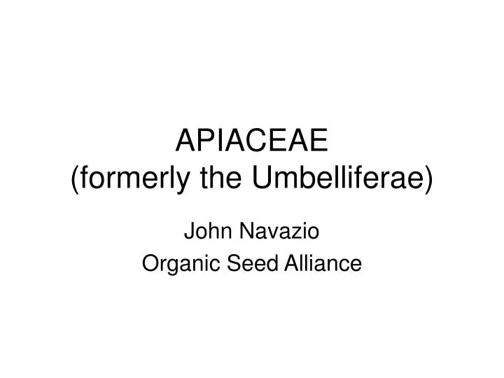 apiaceae formerly the umbelliferae