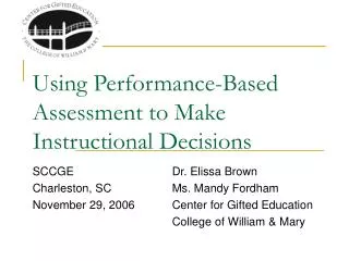 Using Performance-Based Assessment to Make Instructional Decisions