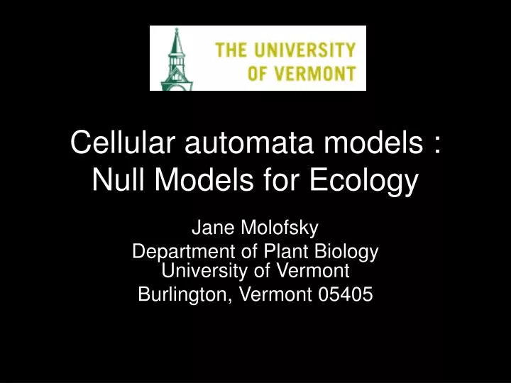 cellular automata models null models for ecology
