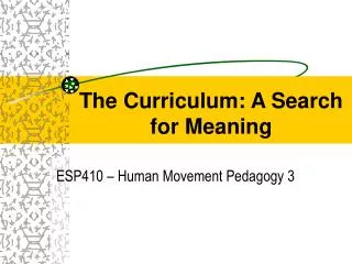 The Curriculum: A Search for Meaning