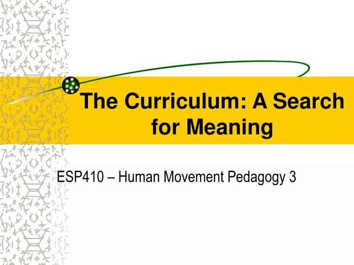 the curriculum a search for meaning