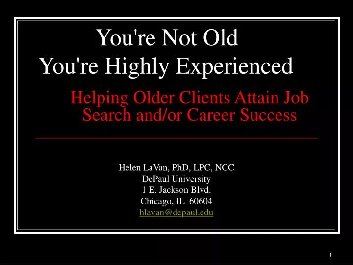 helping older clients attain job search and or career success