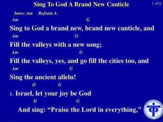 Sing To God A Brand New Canticle