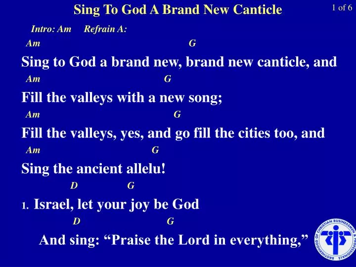 sing to god a brand new canticle