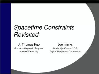 Spacetime Constraints Revisited