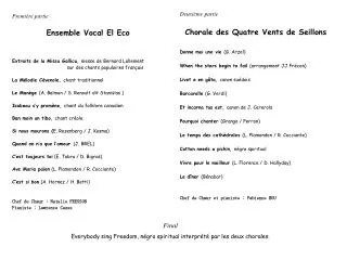 Première partie Ensemble Vocal El Eco Extraits de la Missa Gallica, messe de Bernard Lallement