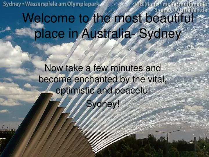 welcome to the most beautiful place in australia sydney