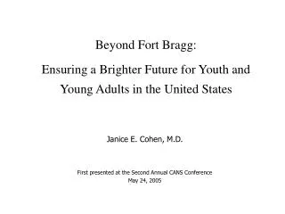 Beyond Fort Bragg: Ensuring a Brighter Future for Youth and Young Adults in the United States