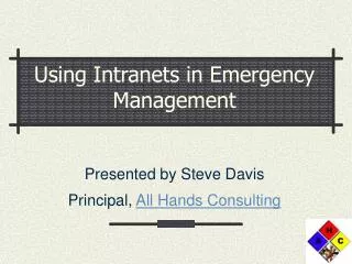 Using Intranets in Emergency Management