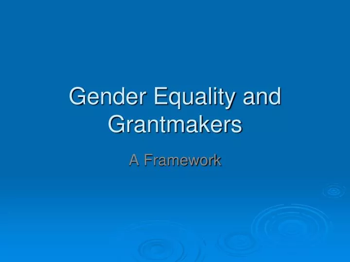 gender equality and grantmakers