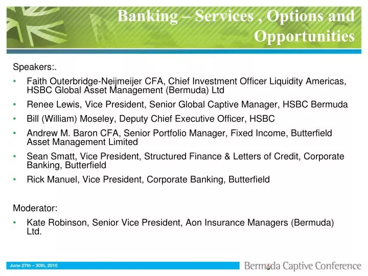 banking services options and opportunities