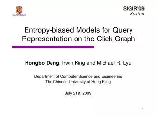 Entropy-biased Models for Query Representation on the Click Graph