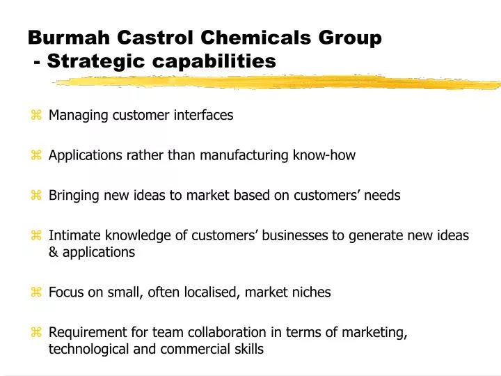 burmah castrol chemicals group strategic capabilities