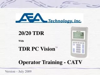 20/20 TDR With TDR PC Vision Operator Training - CATV