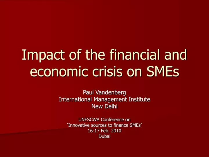 impact of the financial and economic crisis on smes