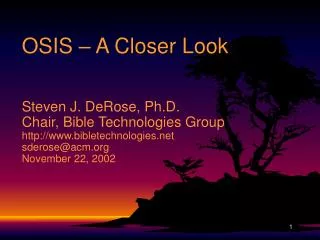OSIS – A Closer Look