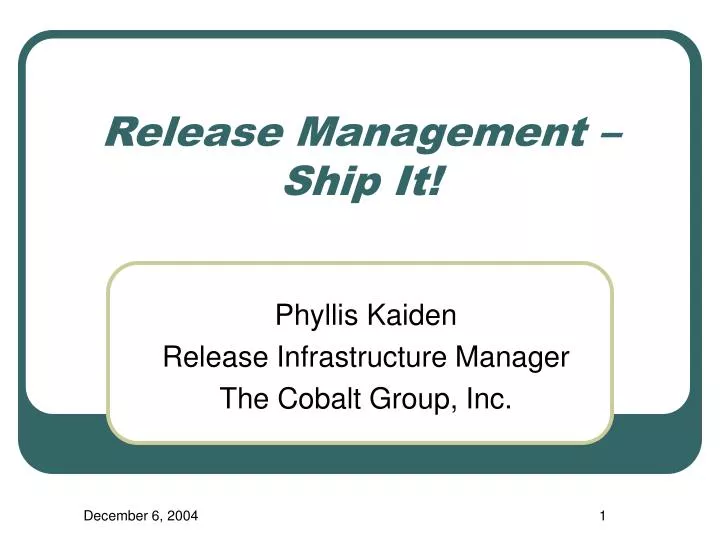 release management ship it