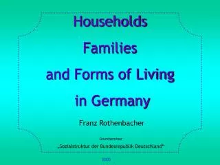 Households Families and Forms of Living in Germany