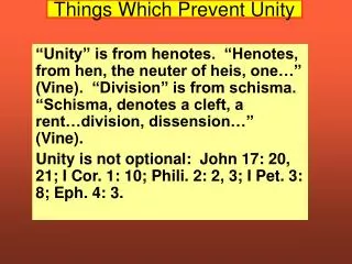 Things Which Prevent Unity