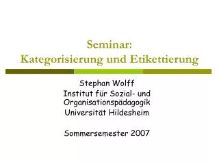 seminar kategorisierung und etikettierung