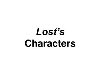 Lost’s Characters