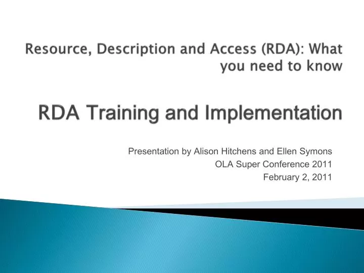 resource description and access rda what you need to know rda training and implementation