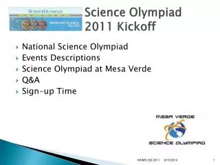 Science Olympiad 2011 Kickoff