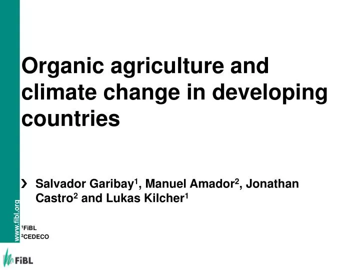 organic agriculture and climate change in developing countries