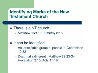 Identifying Marks of the New Testament Church