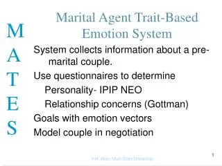 Marital Agent Trait-Based Emotion System