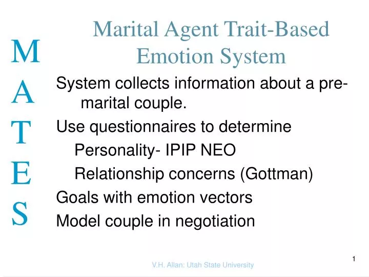marital agent trait based emotion system