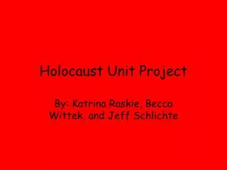 Holocaust Unit Project