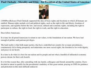 Paul Chehade - Morality and Ethic - for President of the Uni