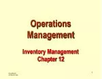 Operations Management Inventory Management Chapter 12 - slide 1